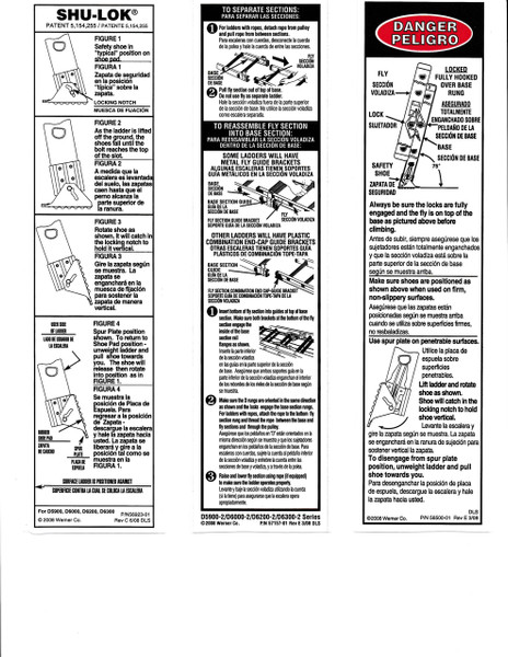 Werner Parts LFE100 Safety Labels Fiberglass Extension Ladders | FRP EXT LDR LABEL REPL KIT