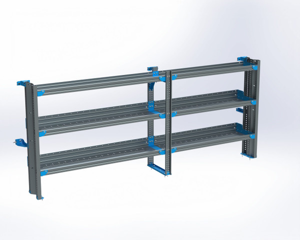 Adrian AS-2T14108FTLA 3-Shelf Unit, driver side storage, 14 x 108, Transit Low Roof, gray.