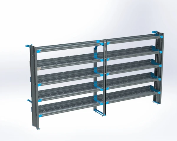 Adrian storage unit, 5-shelf rack, 14x120 size, gray color, Adrian brand, tank rack use.