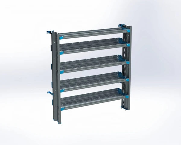 Adrian AS-2T1460FTHA 5-Shelf Unit with 2-tier shelves, 14x60, gray and blue color.