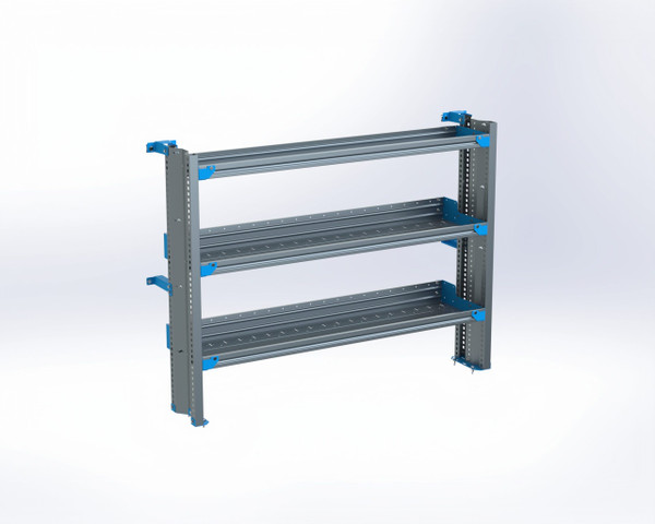 Adrian AS-2T1460FTLA 3-Shelf Unit, 14x60, a space-saving solution, grey metal storage rack.