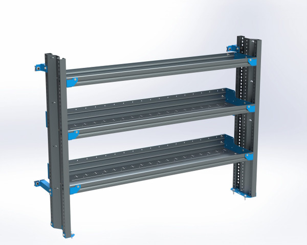 Adrian AS-2T1460GMA 3-Shelf Unit, 14x60, cargo storage solution, grey and blue metal shelving unit.