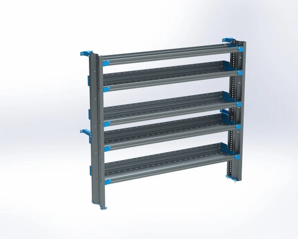 Adrian 5-Shelf Cargo Shelf for ProMaster unit, 14x72, gray with blue accents, rack and cabinet use.