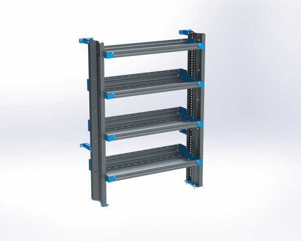 Adrian AS-2T1642FTMA 4-Shelf Unit, 16x42, mid roof storage, gray shelving unit with blue accents.
