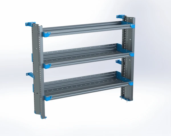 Adrian AS-2T1654FTLA 3-Shelf Unit, gray, for van accessory storage, 16x54 Transit Low Roof 148".