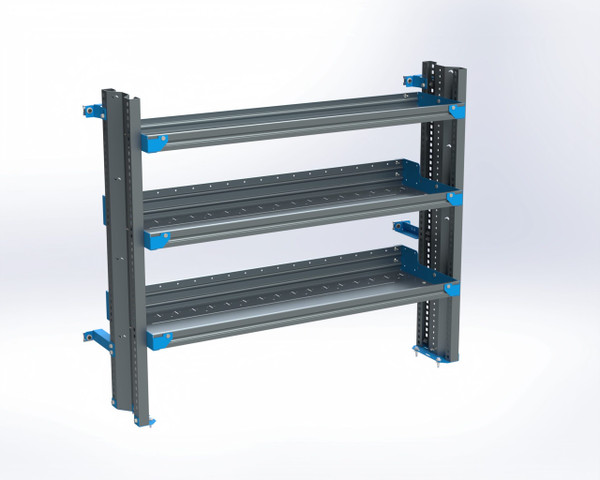 Adrian AS-2T1654GMA 3-Shelf Unit, Savana 155", 16x54, gray metal frame with blue accents.