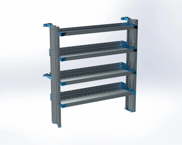 Adrian AS-2T1654SPSA 4-Shelf Unit with Sprinter Standard Roof for commercial van shelving.
