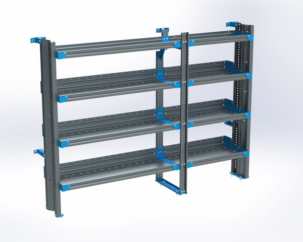 Adrian AS-2T1678FTMA 4-Shelf Unit, gray, for Van Interior Organization and tank rack use.