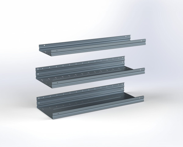 Adrian ASFK2T1442G3 3-Shelf Kit, 14 x 42, gray metal shelves, space-saving van accessory.