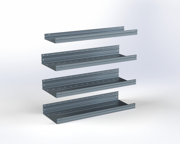 Adrian 4-shelf kit, 14 x 42, steel cargo organizer, ASFK2T1442G4, gray color, shelving unit.
