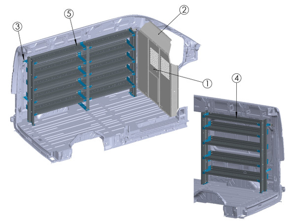 Adrian BASE-FT-HR148 Base Shelving Package, Ford Transit, High Roof 148 WB