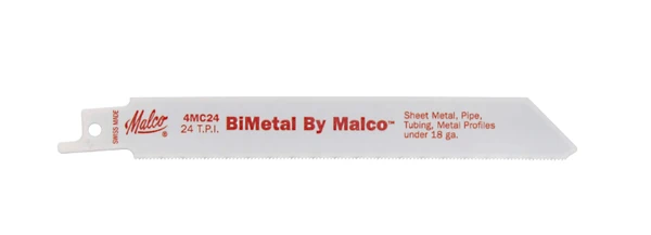 Malco 4MC24 Reciprocating Saw Blade, Bimetal, 6L, 24T blade, Malco Tool brand, 5 pack.