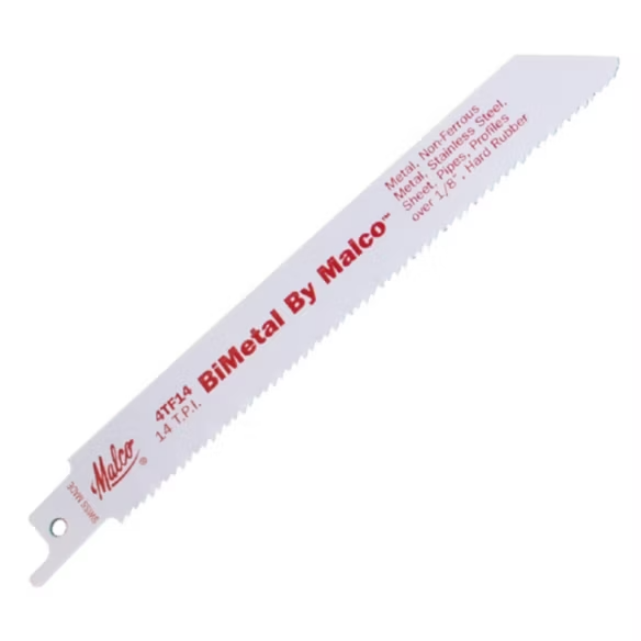 Malco 4TF14 Reciprocating Saw Blade Bimetal, 6L 14T, reciprocating blade, Malco Tool.