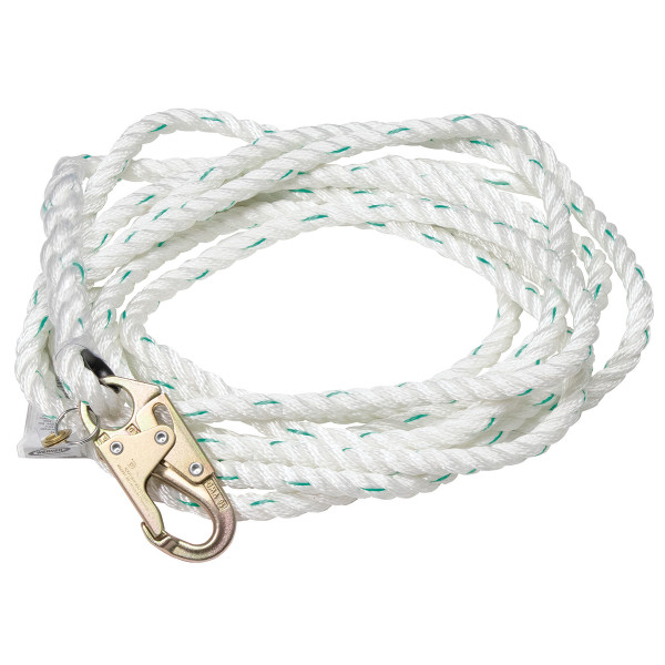 Werner Fall Protection L201050-2 50' Vertical Lifeline with 5/8" poly blend rope and snap hooks.