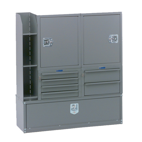Adrian #MD506 Gray Storage Drawers, 42w x 46.5h x 14d, cabinet and drawer module unit.