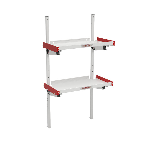 Weather Guard 9536-3-01 aluminum van shelving unit, 36in folding shelf unit, red accents.