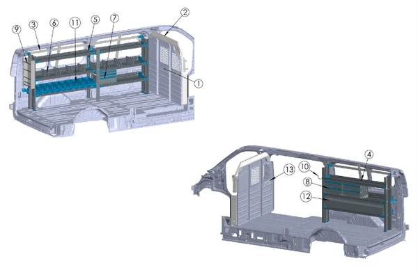 Adrian ELE-FTLR148B Electrical Package, Transit Low Roof 148WB, vehicle electrical package, grey color.