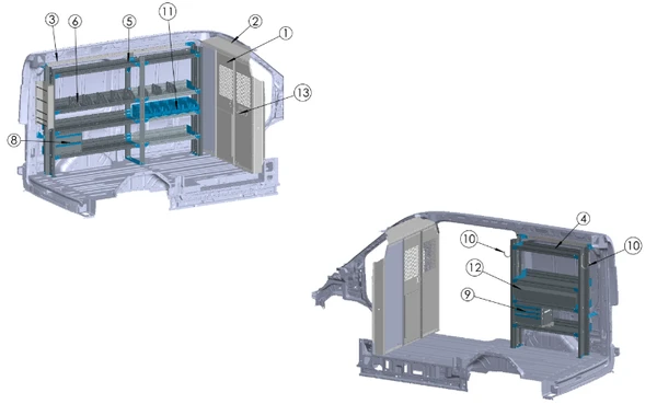Adrian ELE-FTMR130B Electrical Package, Transit Mid Roof 130WB commercial vehicle electrical kit.