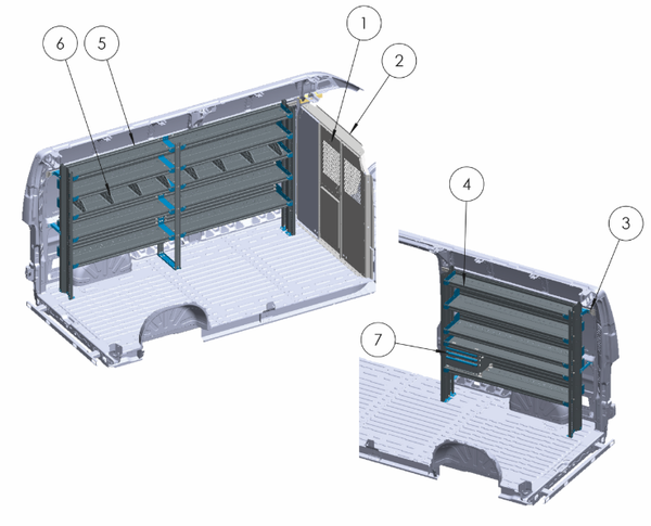Adrian BIN-PMHR159B mobile tool storage ProMaster High Roof shelving package in grey color.