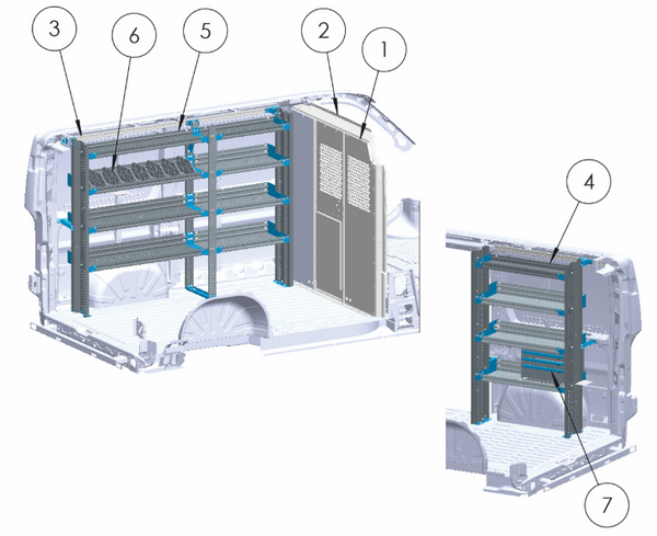 Adrian BIN-PMLR118B BIN Shelving Package, ProMaster Low Roof 118WB