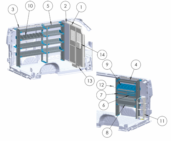Adrian HVAC-PMLR118B HVAC Package ProMaster Low Roof 118 WB by Adrian brand unit shown.