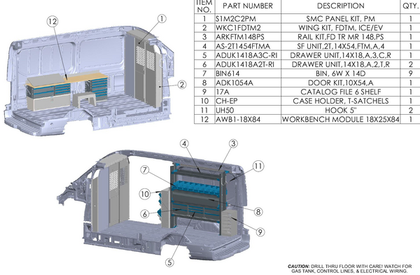 Adrian LOCK-FTMR148 Locksmith Package / Ford Transit Mid Roof 148WB