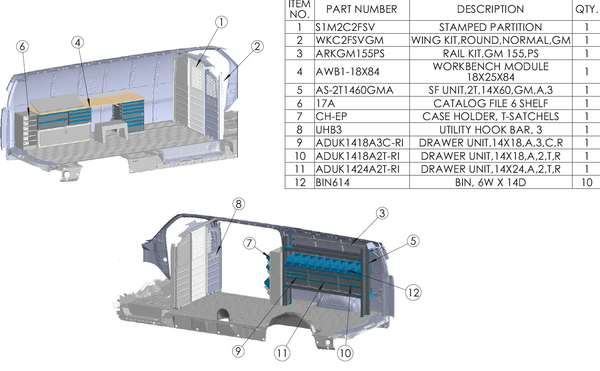 Adrian LOCK-GM155 Locksmith Package / Chevy Express & GMC Savana GM 155WB