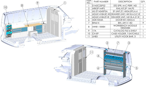 Adrian LOCK-SPSR144 Locksmith Package / Mercedes Sprinter Standard Roof 144WB