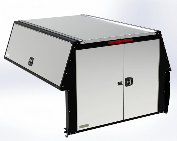 Adrian TFKFDT178KM23W Barn Door Truck Cap, 23"H, Ford F-150 6.5' Bed, Mechanical Locks.