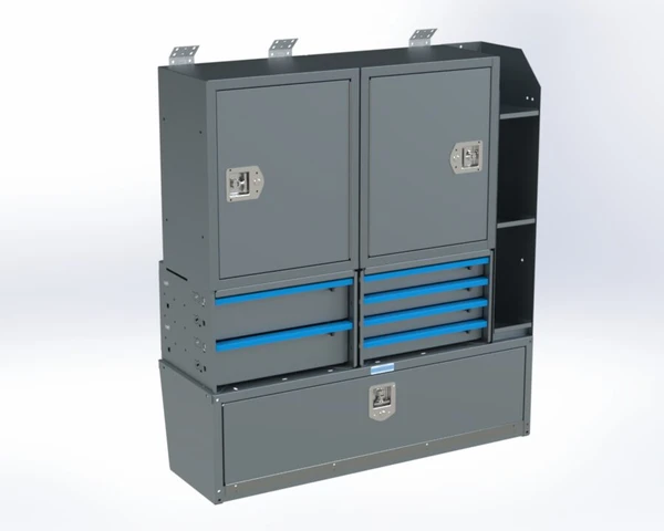 Adrian AMD3-14X42 Storage Cabinet, gray, 14x42x57, with drawers and shelves by Adrian.