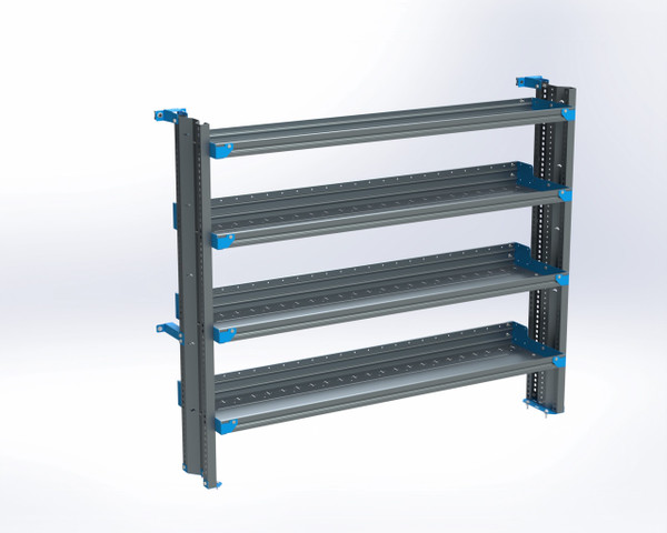 Adrian AS-2T1672FTMA 4-Shelf gray unit for car organization, 16x72 Transit Mid Roof 130".