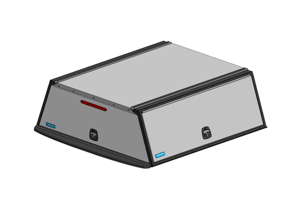 Adrian TFKNFT160HM23W Top Cap, 23" Roof Height for Nissan Frontier roof cap, silver in color.