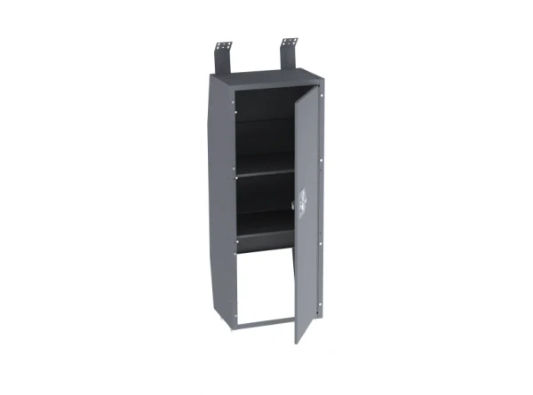 Holman 40220 Cabinet Locker Full Door, 46" H, gray color, open door, two shelves inside.