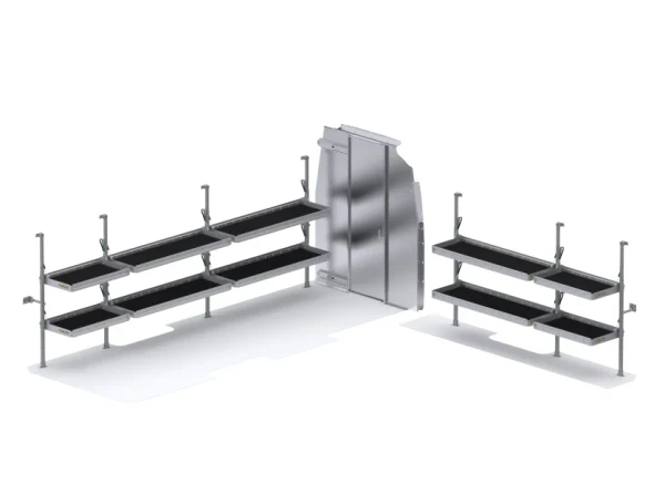 Holman 51SEH Folding Shelves Package - Sprinter 170" EXT WB High Roof - Sliding Partition
