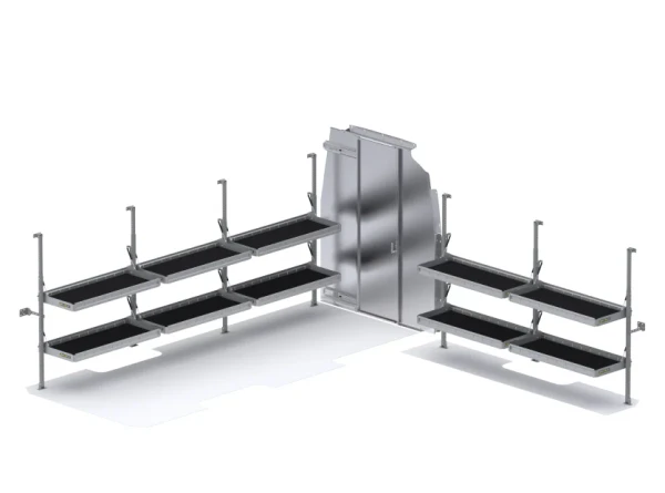 Holman 51SLH Folding Shelves Package - Sprinter 170" WB High Roof - Sliding Partition