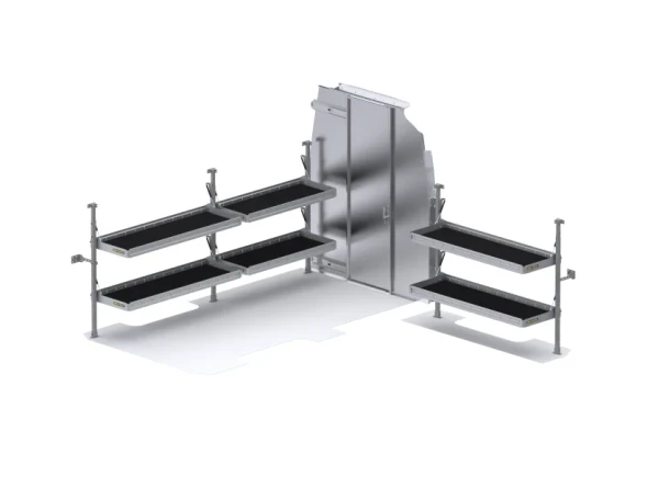 Holman 51SRH Folding Shelves Package - Sprinter 144" WB High Roof - Sliding Partition
