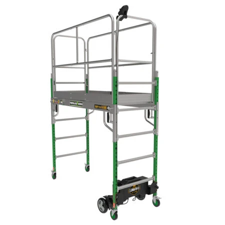 MetalTech I-CNGFK 6' Baker scaffold kit, fiberglass, motorized, complete climb-n-go system on wheels.
