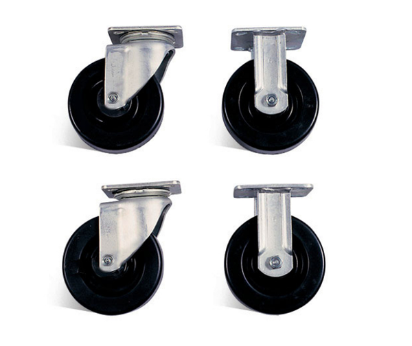 Knaack 505 5in caster set, four black casters with silver metal brackets from Knaack brand.