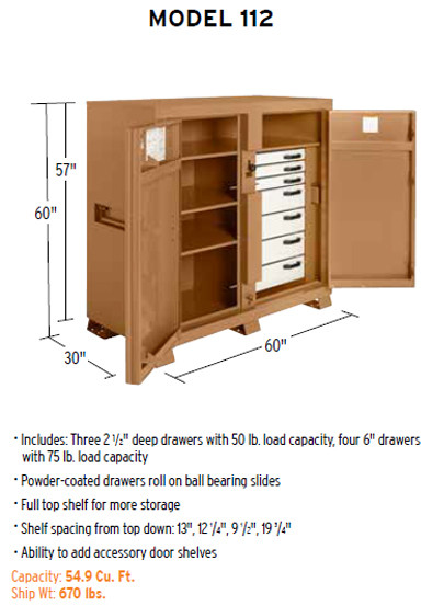 Knaack Model 112-KL JOBMASTER Cabinet, 54.9 cu ft w/Lock