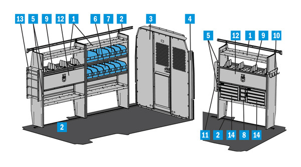 Adrian Steel 4319TM130 - Electrical & Gas Starter Package, Gray, Transit Mid Roof, 130"