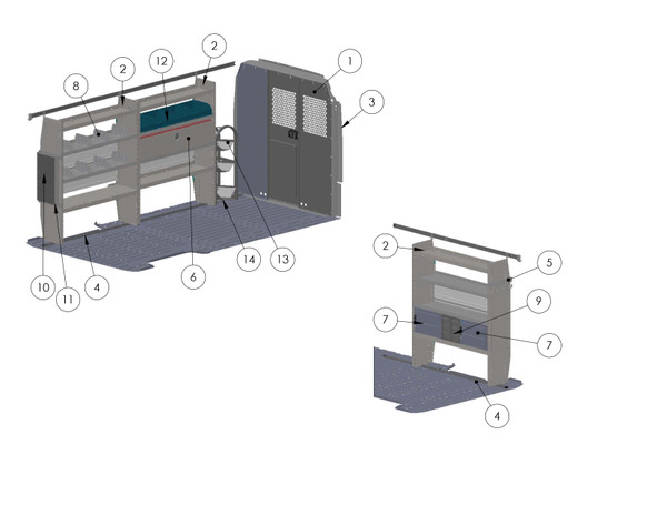 Adrian Steel #5189  - HVAC Starter Package, Gray, ProMaster, 159"