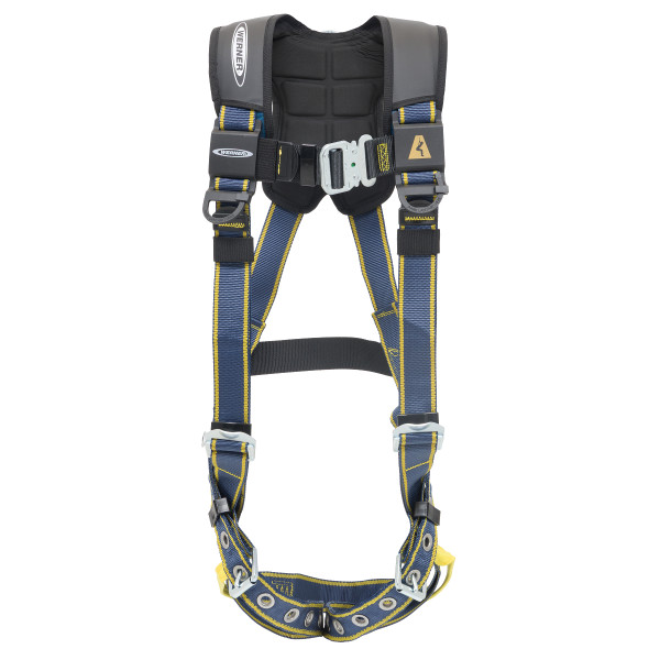 Werner Fall Protection H11200X Blue Armor Standard Harness QC-Legs, H113001, blue yellow safety gear.