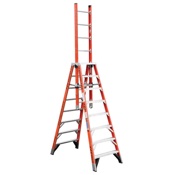 Werner E7400 Series Extension Trestle, orange and silver, 300 lb rated, Werner brand ladder.