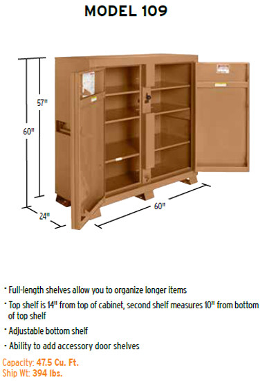 Knaack Model 109-KL JOBMASTER Cabinet, 47.5 cu ft w/Lock
