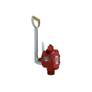 Fill-Rite FR150 red Fluid transfer pump with piston hand pump and metal handle, without accessories.