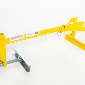 Acro 12089 Parapet Wall Guardrail Bracket, a yellow guardrail accessory by Acro, for safety installations.