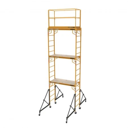 MetalTech I-T3CISC 18' High Baker Style Scaffold Tower, Versatile Construction Scaffold, yellow, sturdy, reliable.