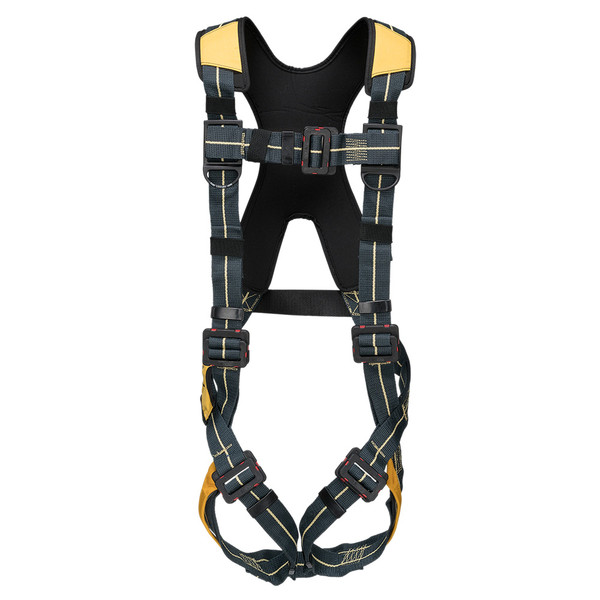Werner Fall Protection H914004 Arc Flash Harness, standard size, dielectric pass thru legs, black and yellow.