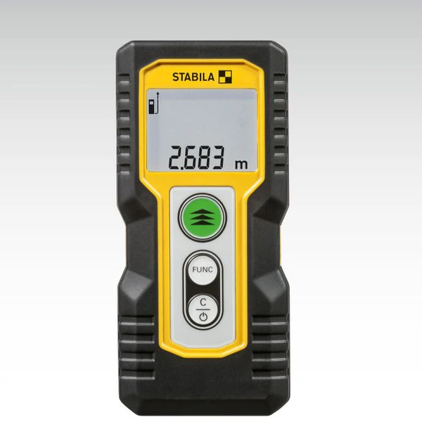 Stabila #6220 LD 220, 100ft range tool, laser distance measurer, black and yellow color.