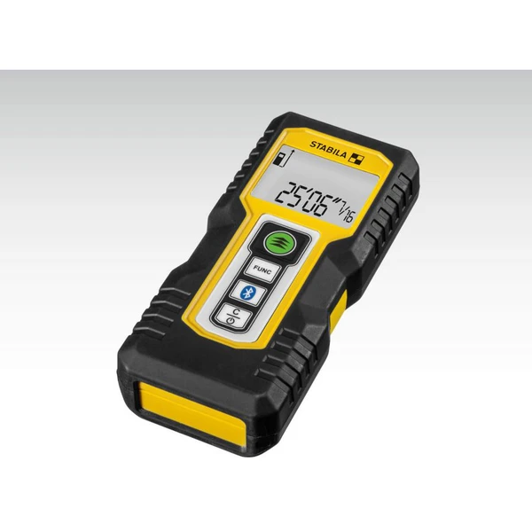 Stabila #6250 LD 250BT 165ft Bluetooth laser distance measurer in yellow and black color for construction measurement.
